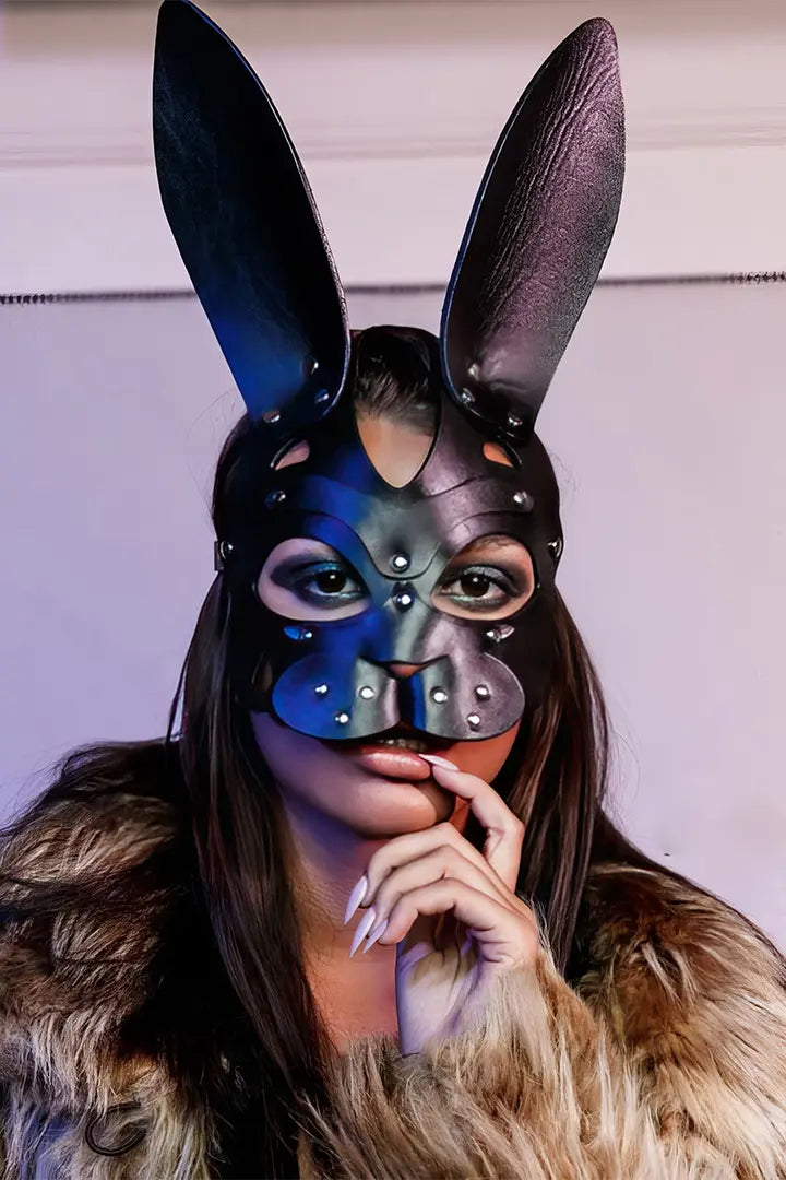 CUIR-Leather Bunny Mask,Masquerade Mask