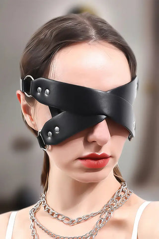 CUIR-Leather eye blindfold cosplay mask