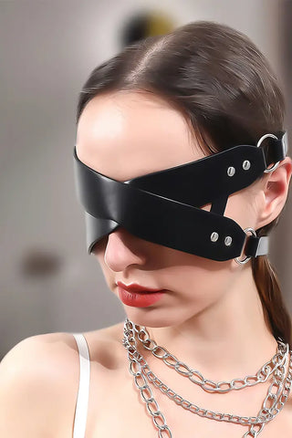 CUIR-Leather eye blindfold cosplay mask