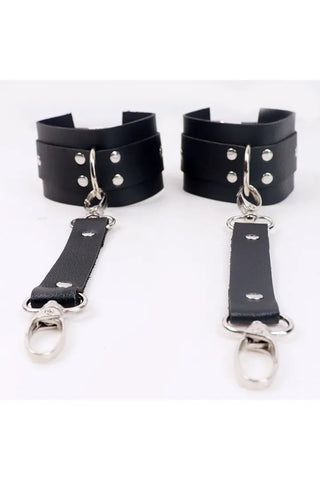 CUIR-PREMIUM BLACK LEATHER RESTRAINT SET