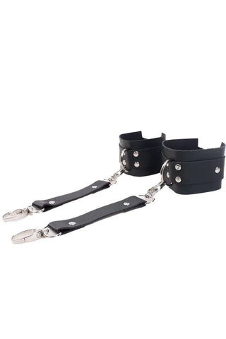 CUIR-PREMIUM BLACK LEATHER RESTRAINT SET