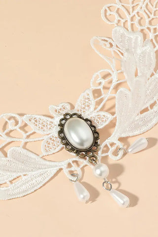 DECO LAYER-Wedding Pearl Elegance White Lace Choker