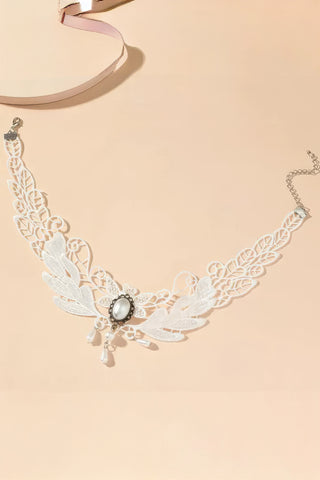 DECO LAYER-Wedding Pearl Elegance White Lace Choker