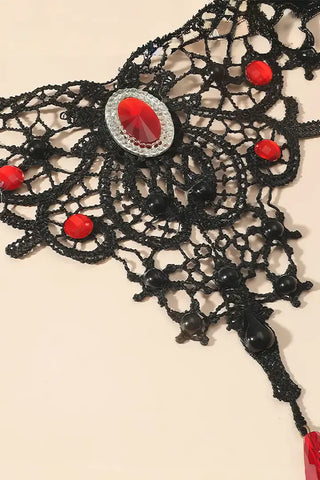 DECO LAYER-Gothic Glamour Red Jewel Choker