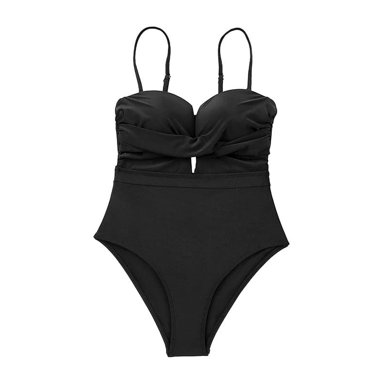 SEA MILLE-Sexy Hollow Out Solid Color One-Piece Swimsuit Women's New Summer Twist Slim Backless Swimwear